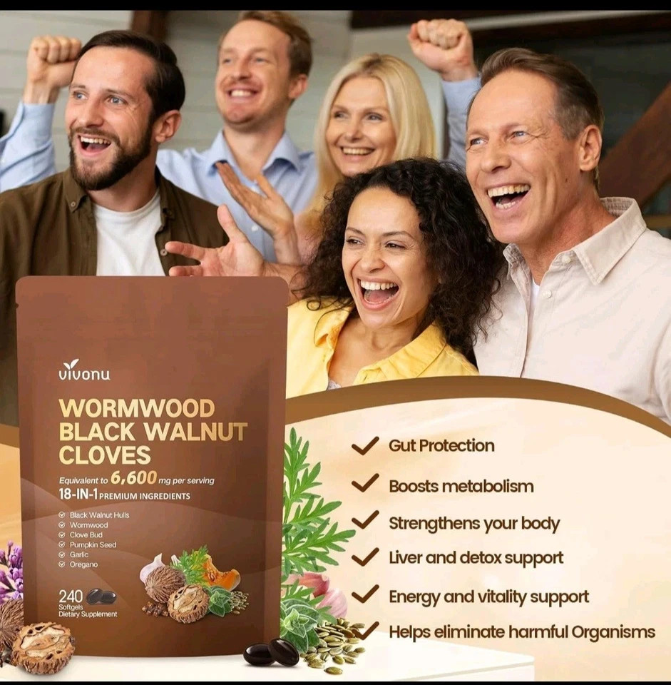 Vivonu Wormwood Black Walnut & Cloves Extraction Softgels 240 Vitamin Latest