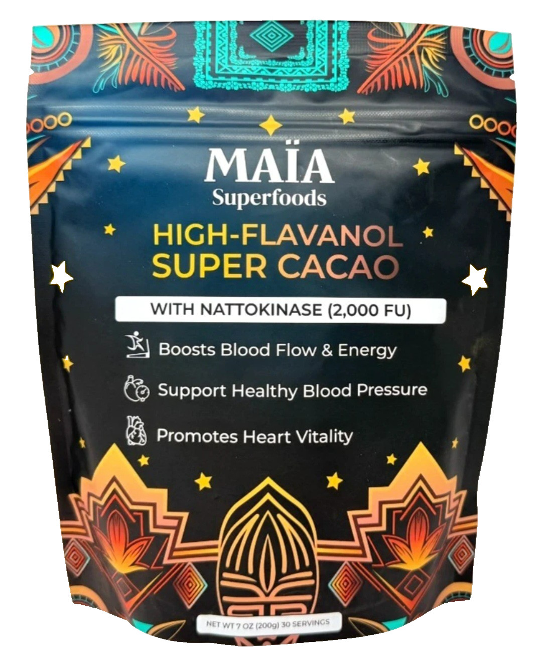 MAIA Ceremonial High-Flavanol Super Cacao with NATTOKINASE 7oz 30 servings – NEW