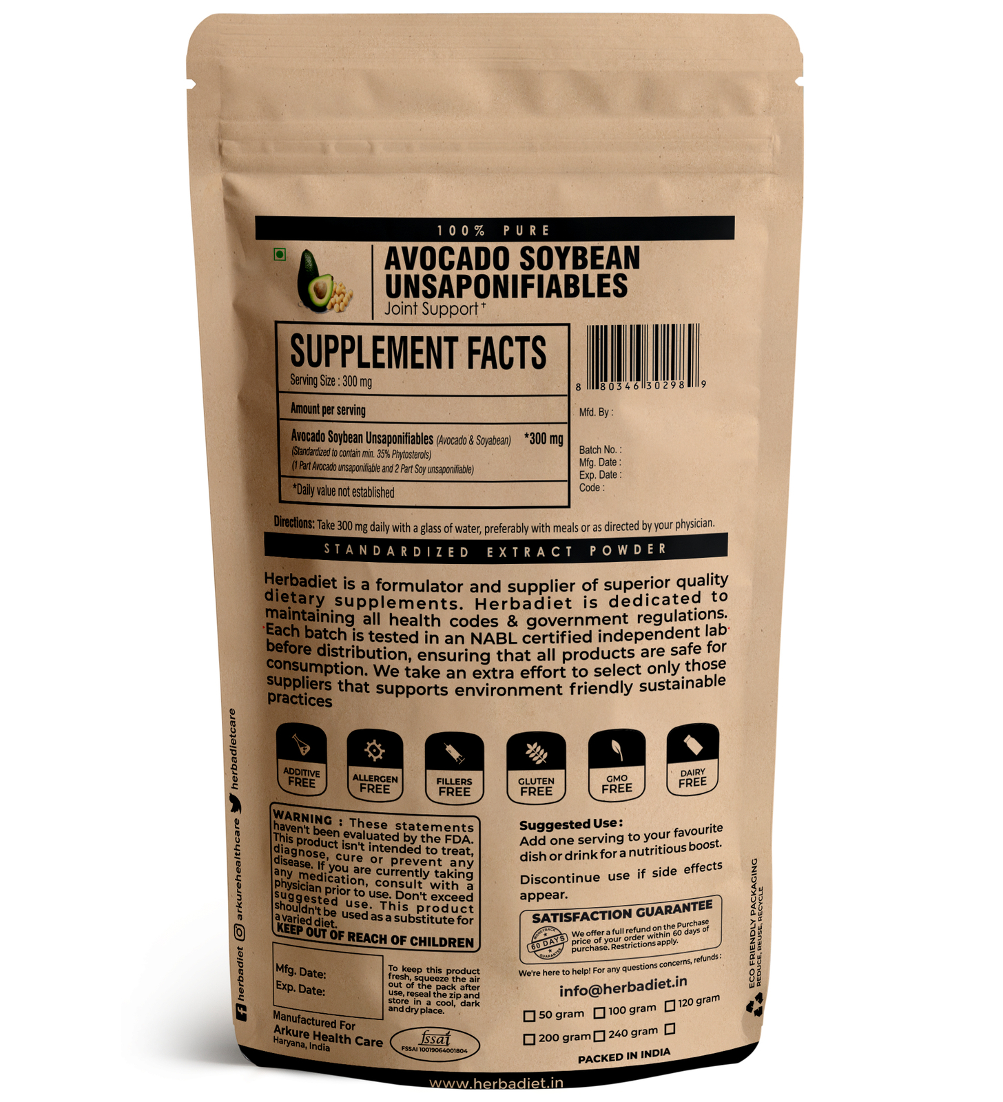 Avocado Soybean Unsaponifiables ASU 35% Phytosterols Powder Joint Health Support