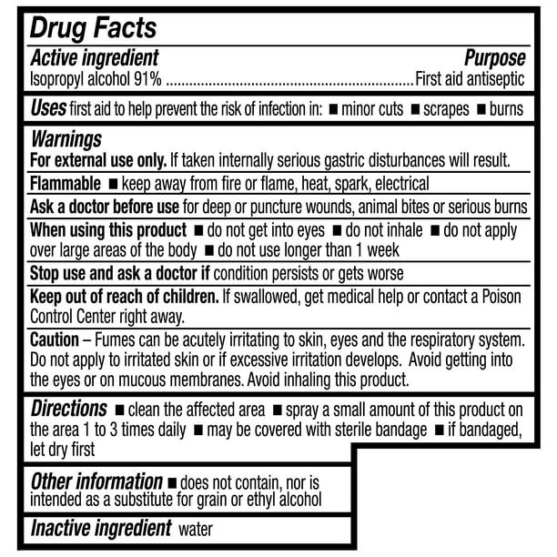Equate 91% Isopropyl Alcohol First Aid Antiseptic, Topical Solution Spray, 10 fl