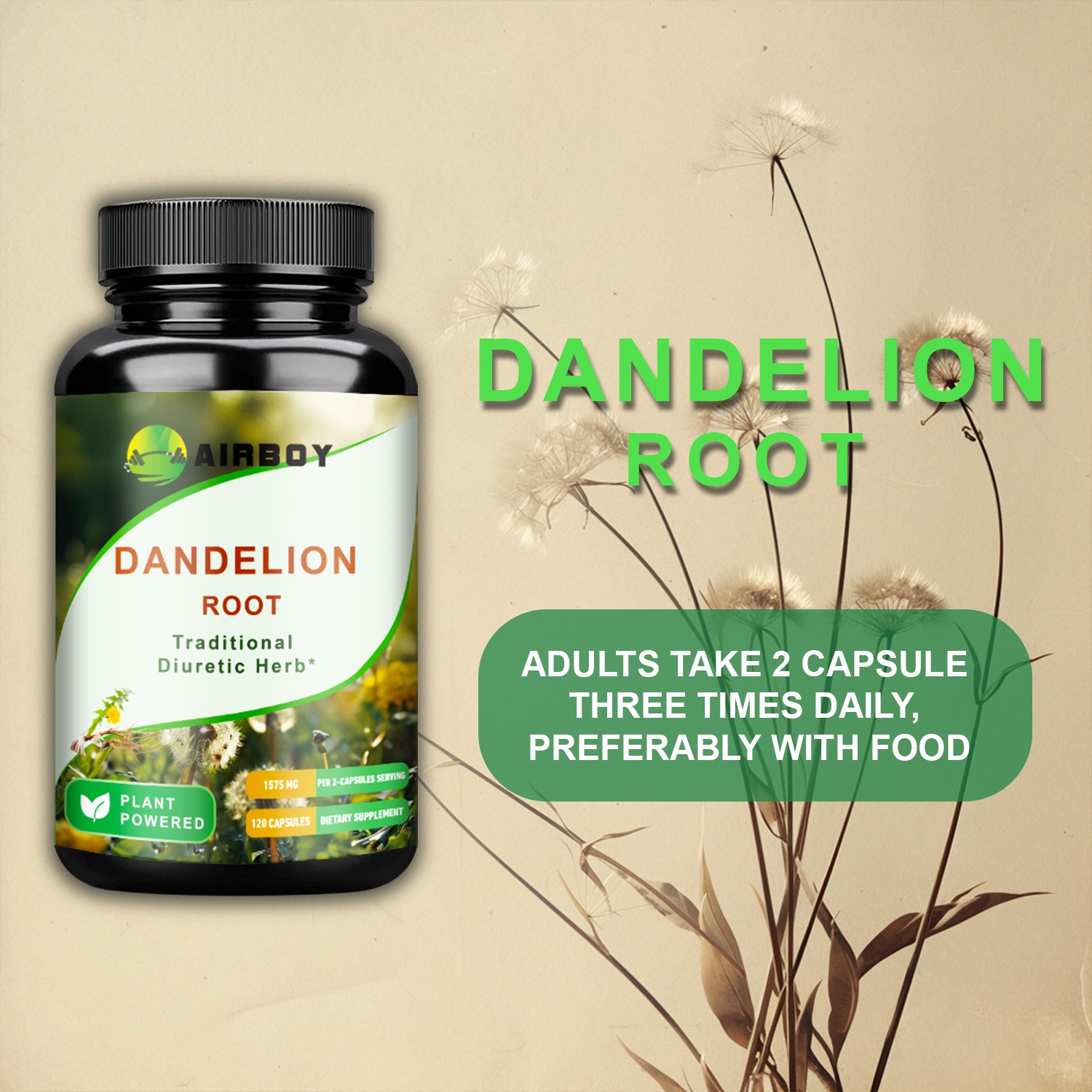 Dandelion Root 1575mg – Liver Kidney Health,Cleansing & Detox, Digestive Support