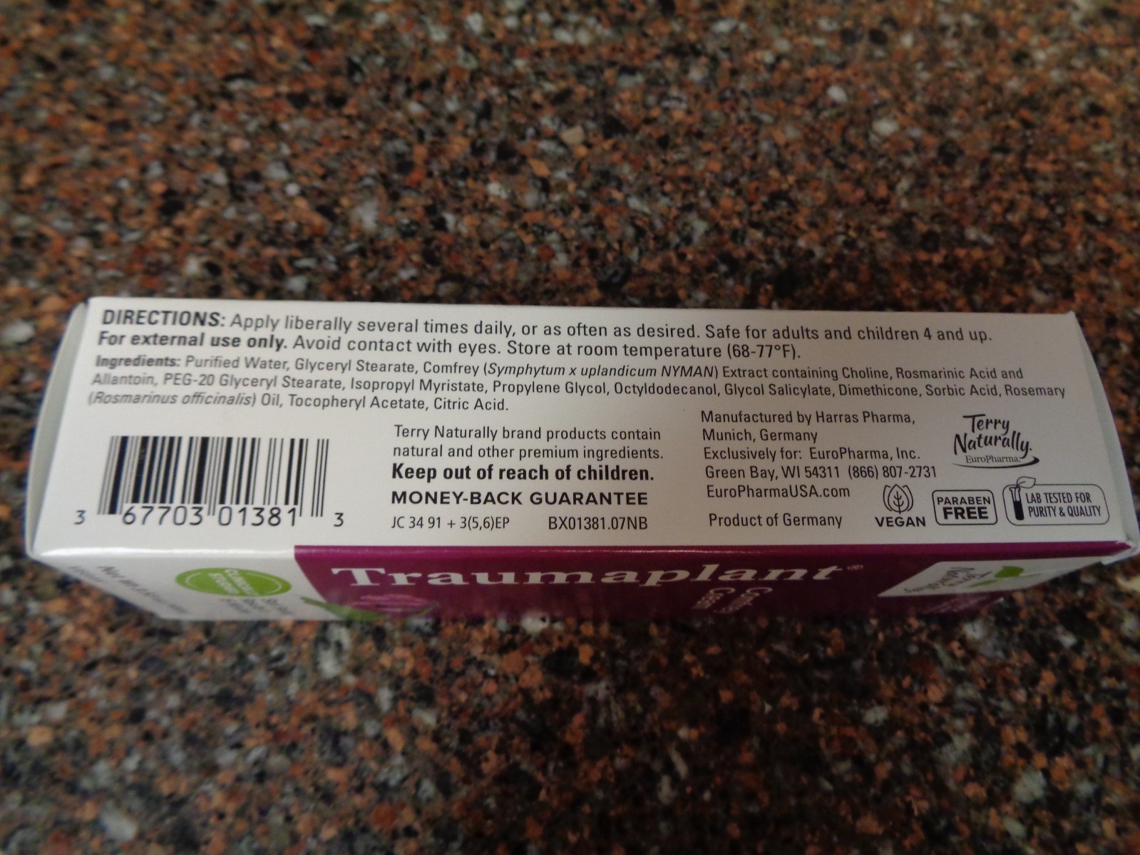 Terry Naturally Traumaplant Comfrey Cream 3.53 oz Tube Vegan Exp 07/2028 New
