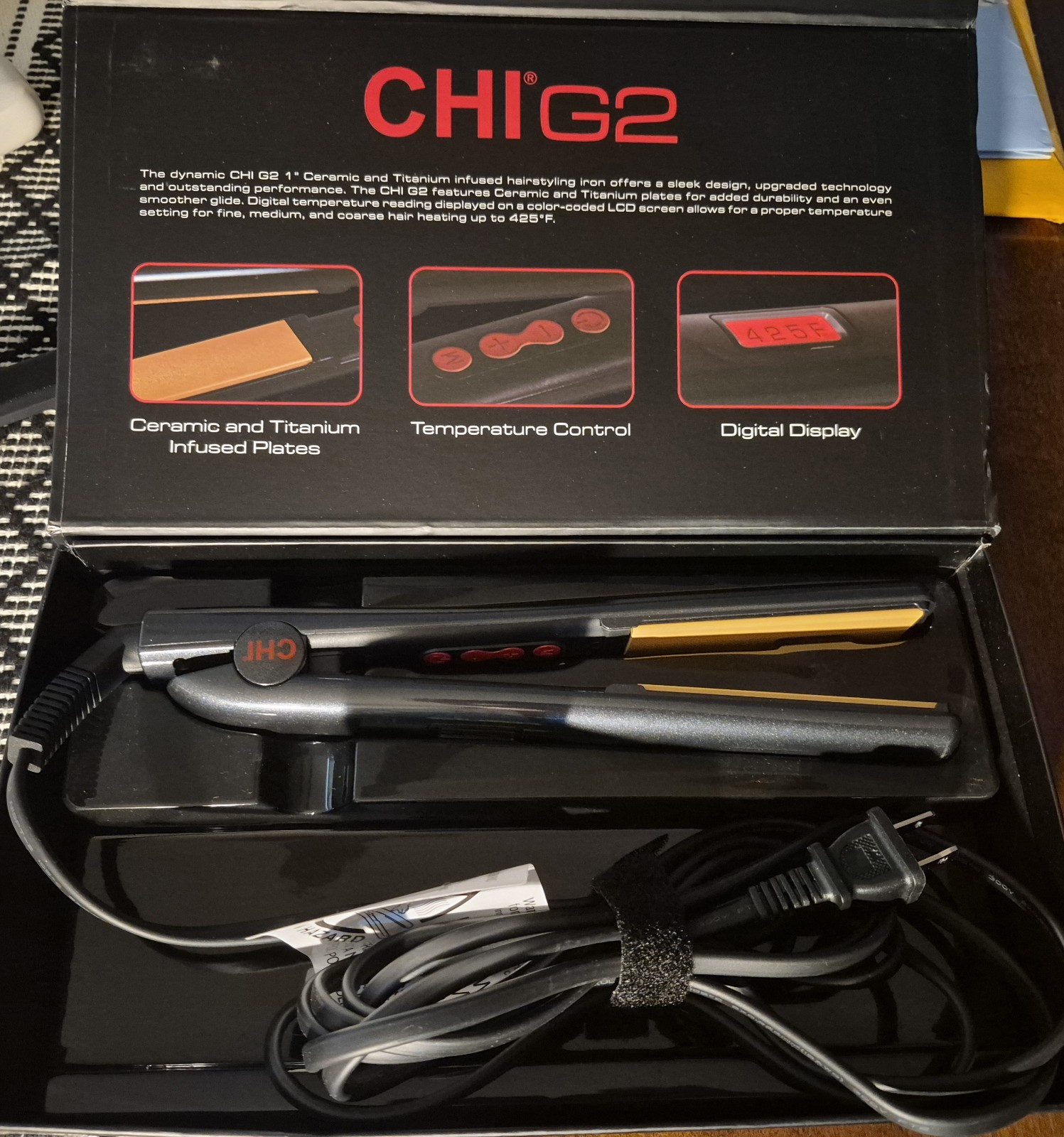 CHI G2 1 inch Flat Iron/Straightener – Black