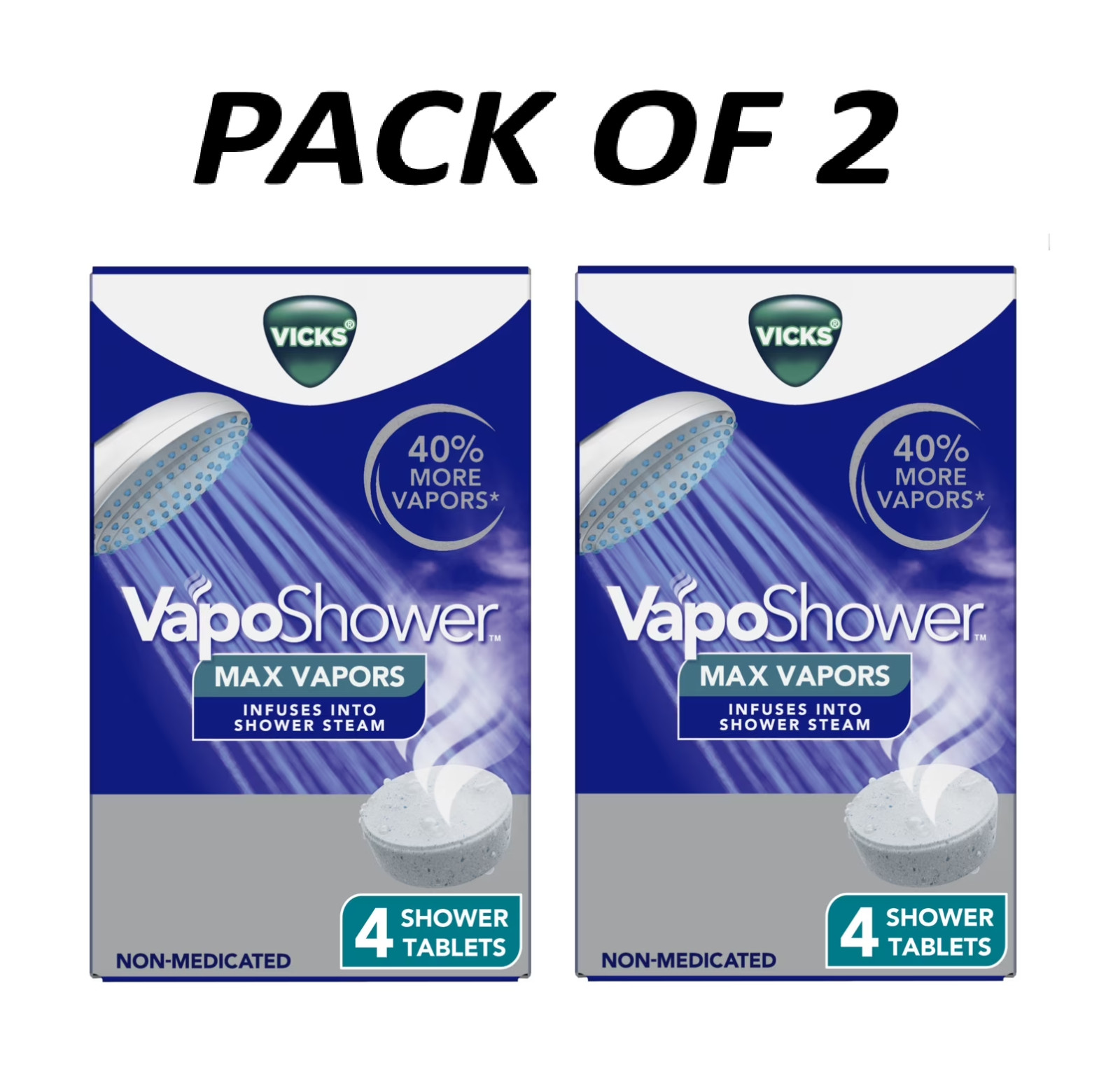 Vicks VapoShower Max Eucalyptus Aromatherapy Shower Steamer Tablets, Menthol, 4