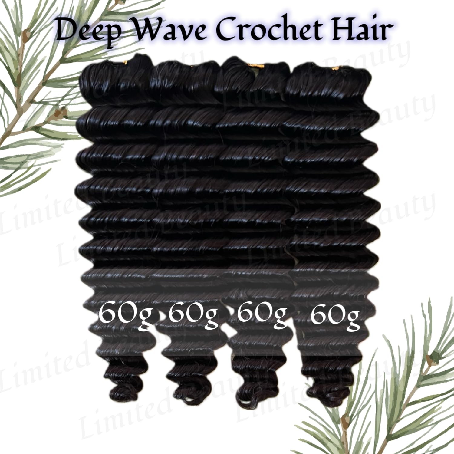 Limited Beauty Deep Wave Crochet Human Hair Extensions 2 Packs 120G Invisible