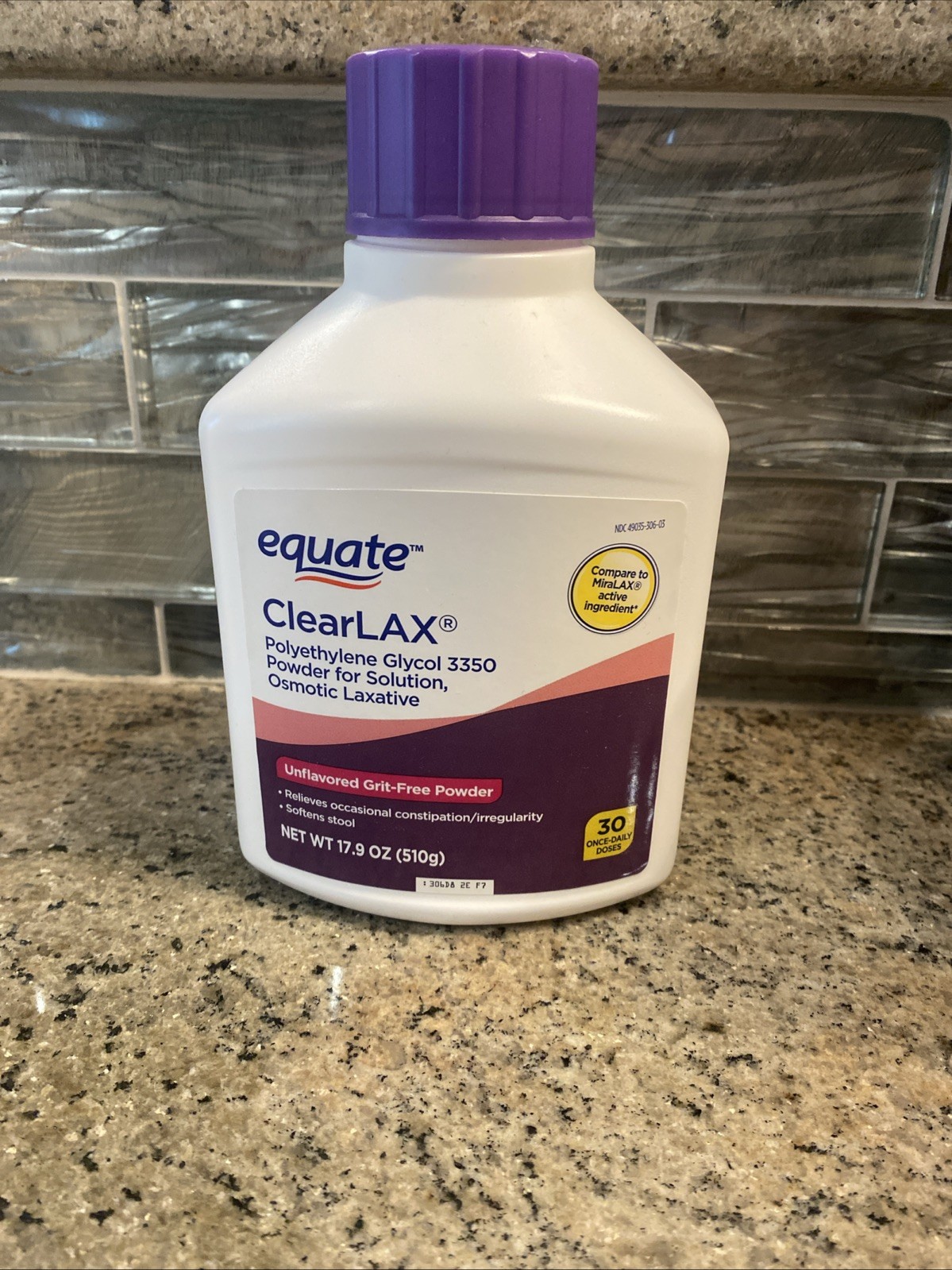 Equate Clearlax Polyethylene Glycol 3350 Powder for Solution, 17.9 Oz Exp- 02/28