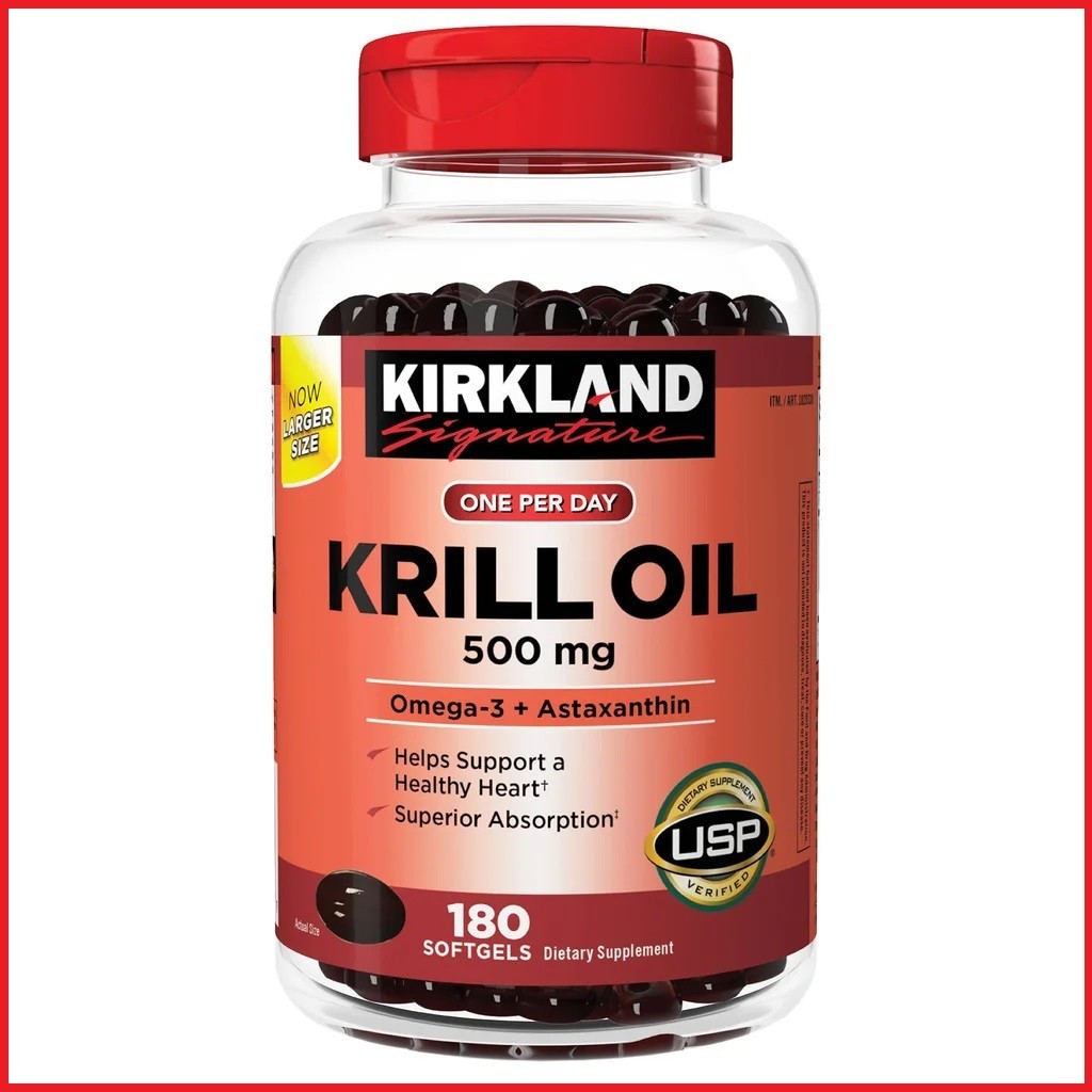 Kirkland Signature Krill Oil 500mg, 180 Softgels – Fresh! – Free Shipping!