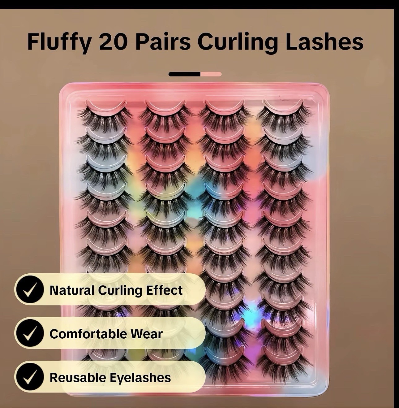 eyelashes 20 pairs natural