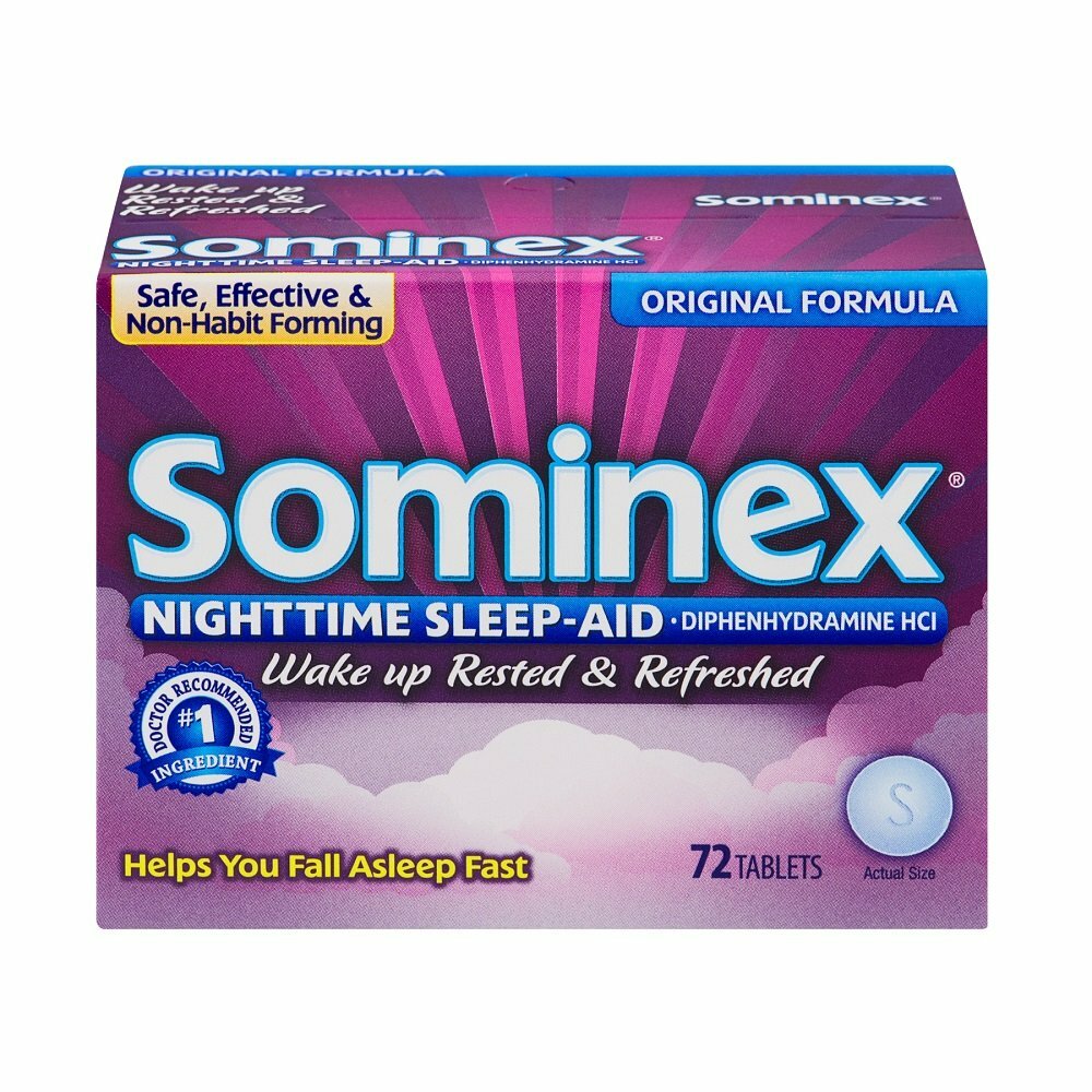 Sominex Nighttime Sleep-Aid with Diphenhydramine HCl 25 mg (72 Tablets)