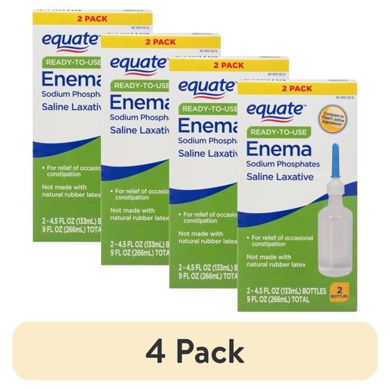 Equate Ready-to-Use Enema Sodium Phosphates Saline Laxative, 9 fl oz, 2(4 pack)