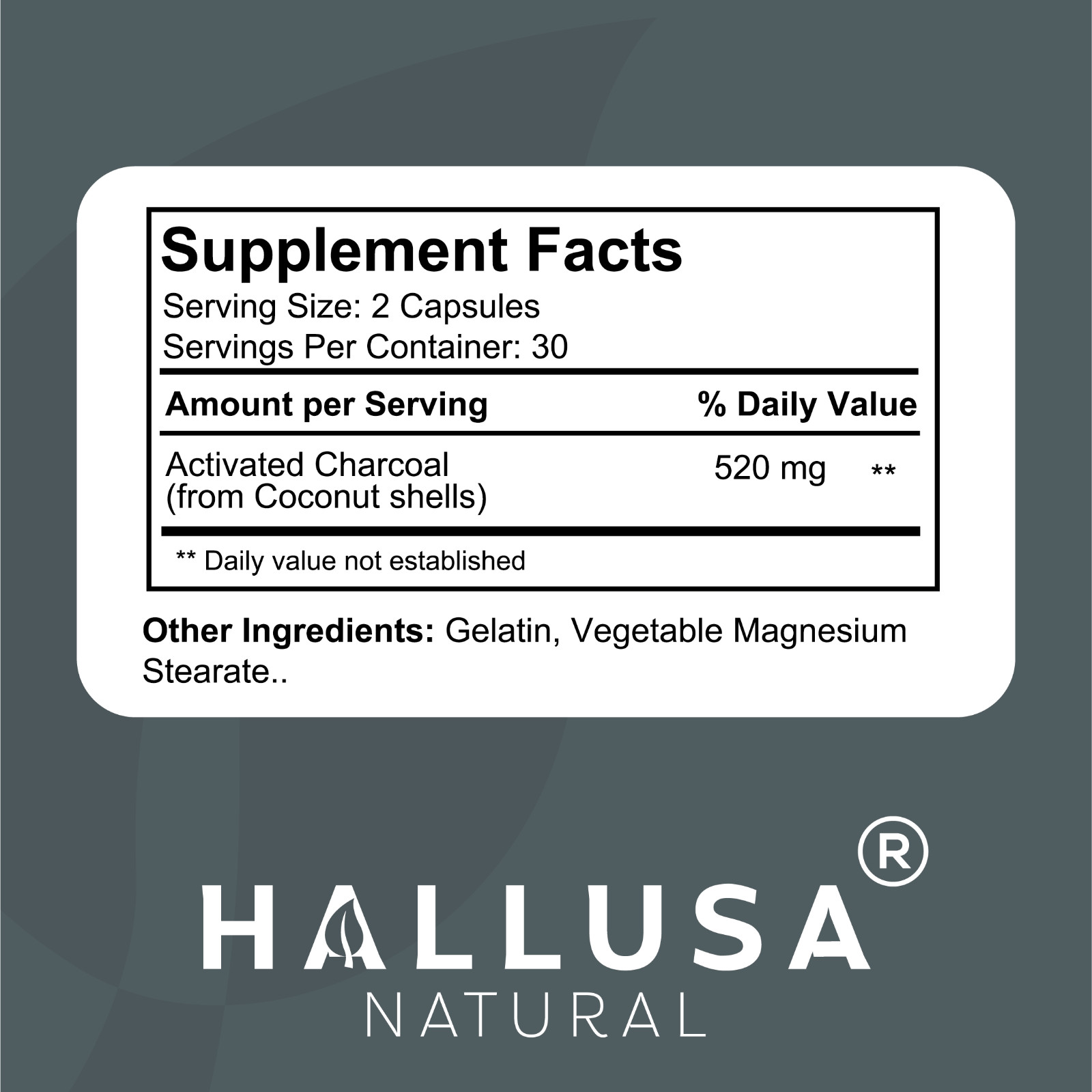 Organic Activated Charcoal Capsules 60 – Support Digestive System Gas & Bloating