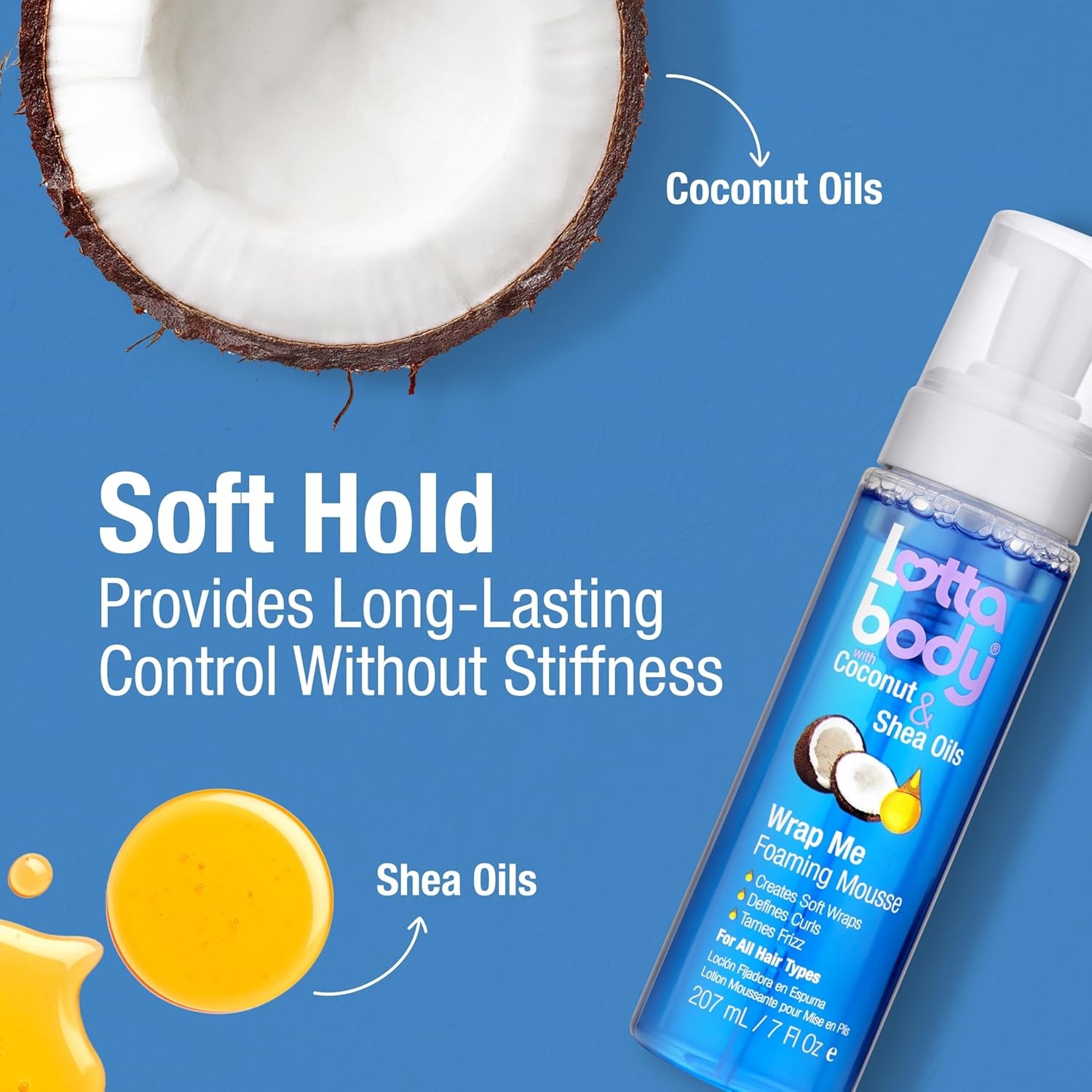 Lottabody Wrap Me Foaming Mousse with Coconut & Shea Oils, Lightweight Moisture-
