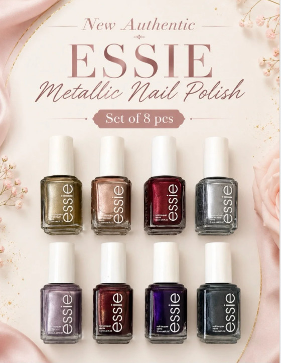 $198 Essie Metallic Nail Polish Set of 8 – Mixed Metallic Shades New & Authentic