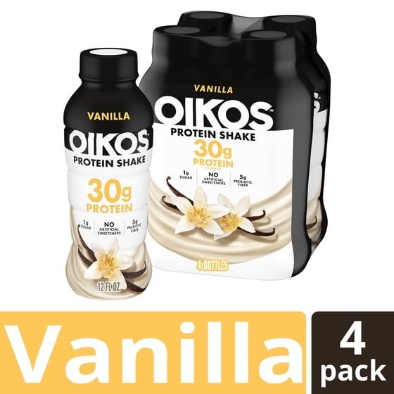 Oikos Protein Shake, Shelf Stable, Vanilla, 30g Protein, 12 fl oz, 4 Count​ Bott