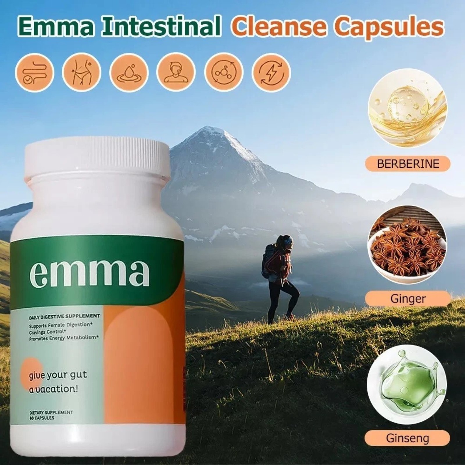 Gut Health Supplement for Bloating Relief & Leaky Gut 60 Capsules