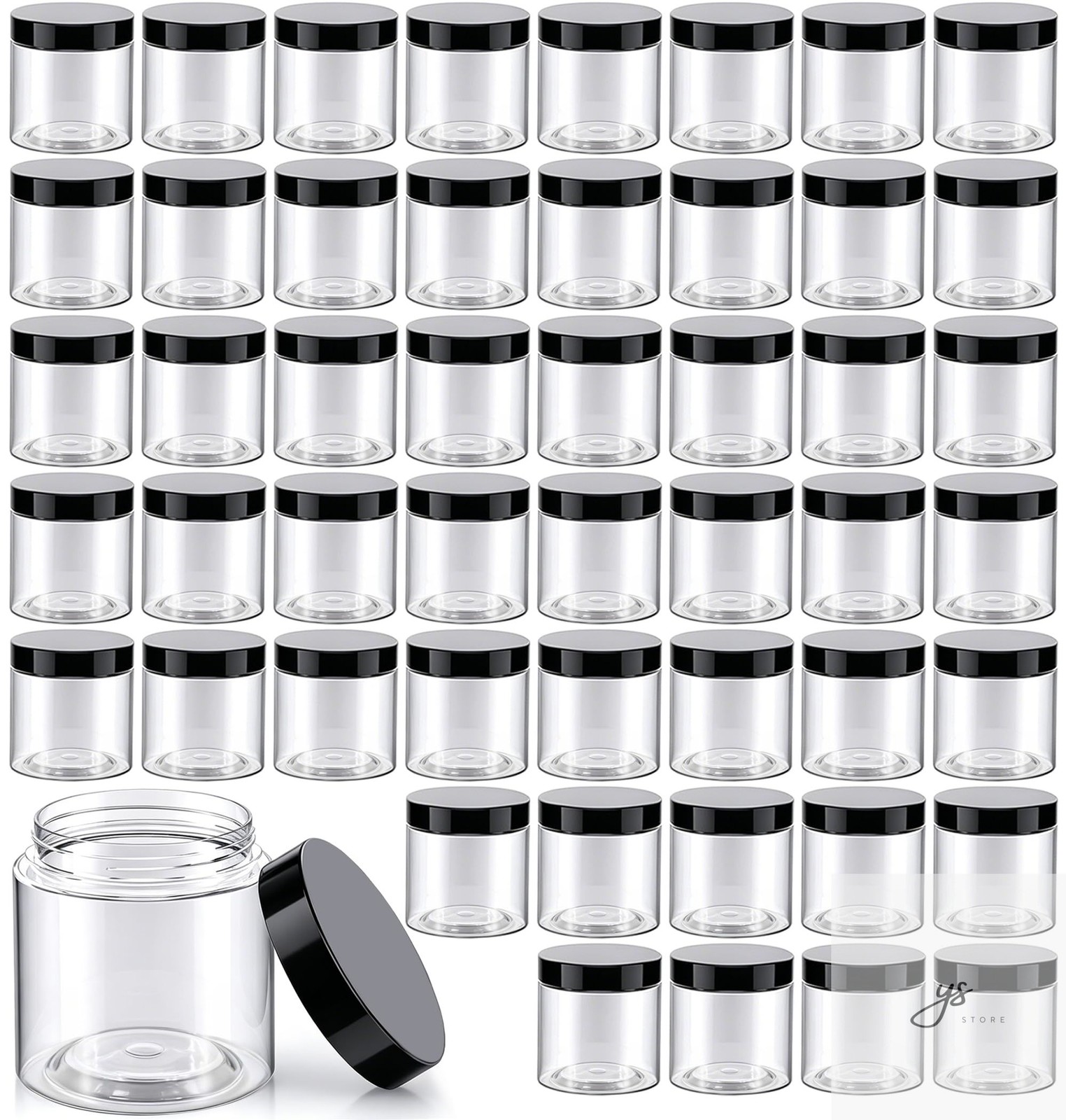 50 Pack 4 oz Clear Plastic Jars with Lids – Small/Mini Containers for Slime, Oin