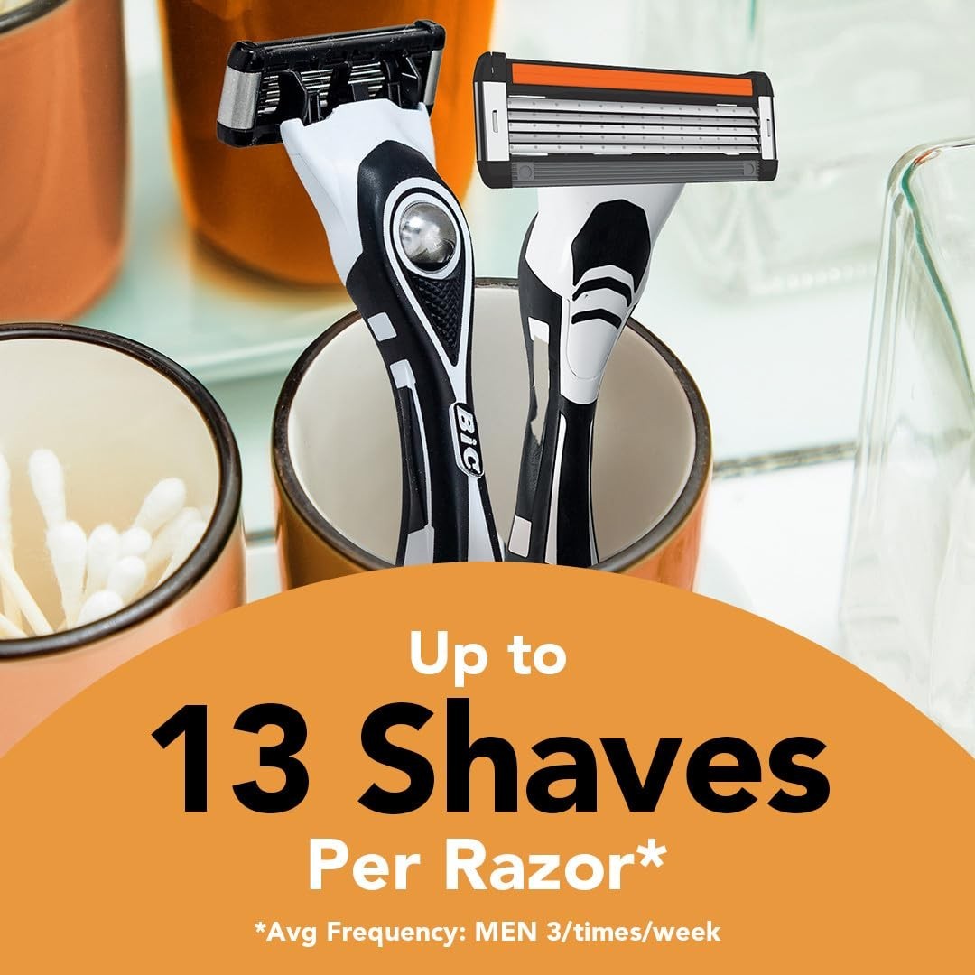 12/8 Refill Bic Flex 5 Refillable Razor Cartridges for Men Smooth & Comfortable
