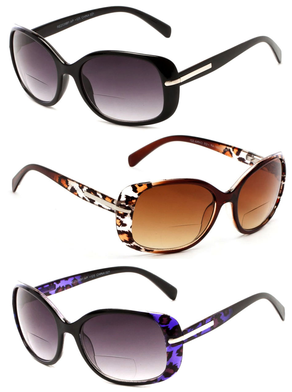 Women Fashion Square Bifocal Reading Sunglasses Sun Readers UV Protect