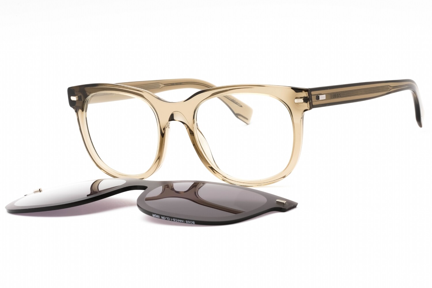 HUGO BOSS 1444/CS-1 009Q Eyeglasses Transparent Brown with Clip On 52mm