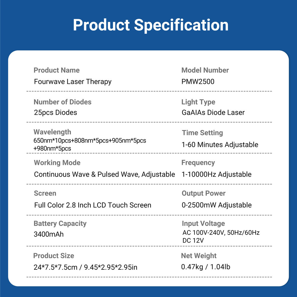 Cold Laser Therapy Device 25 Diodes 650nm 808nm 905nm 980nm Inflammation Relief