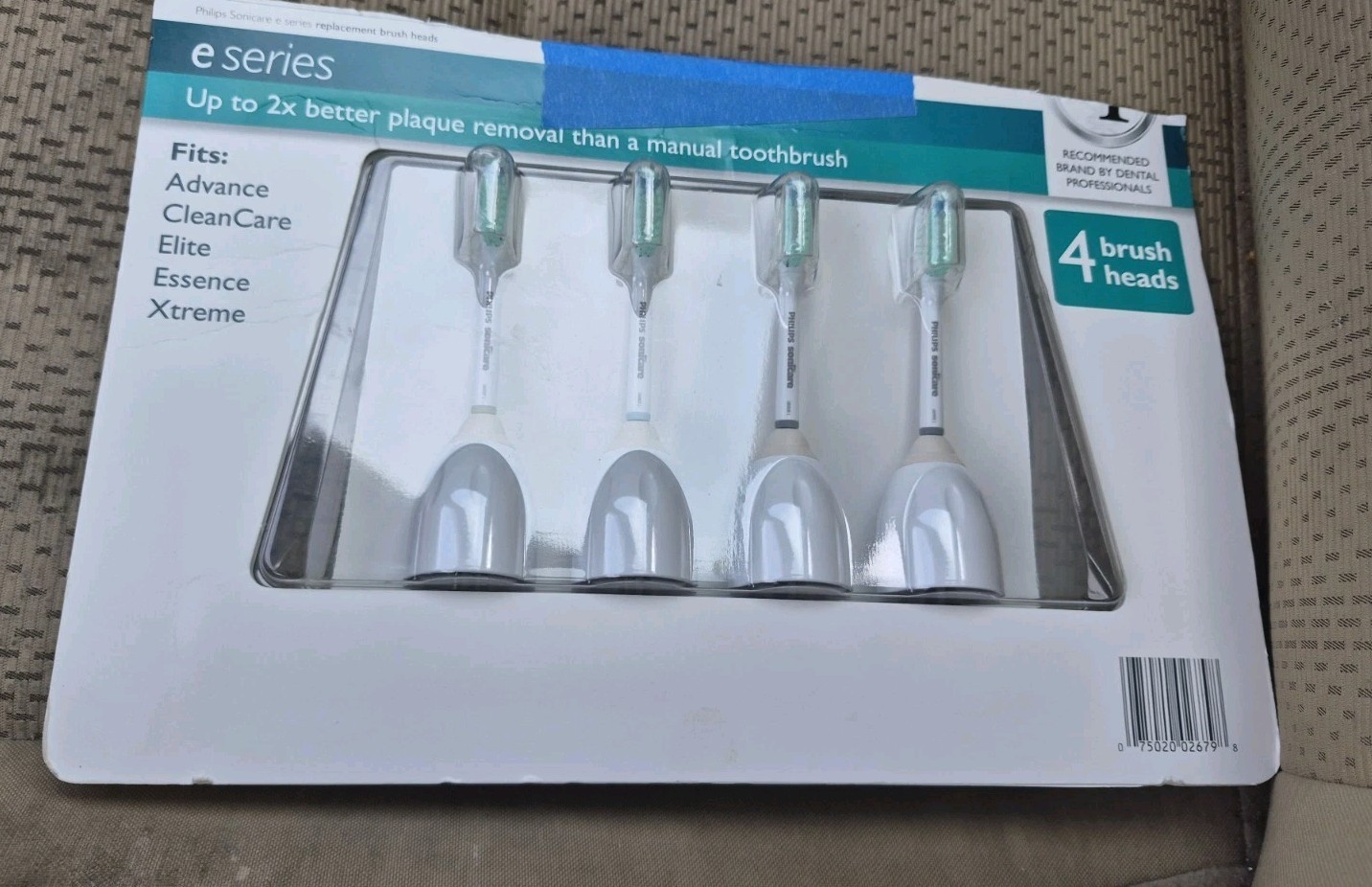Philips Sonicare E Series 4 Pack HX7024/52 Toothbrush Heads New Seal Ripped