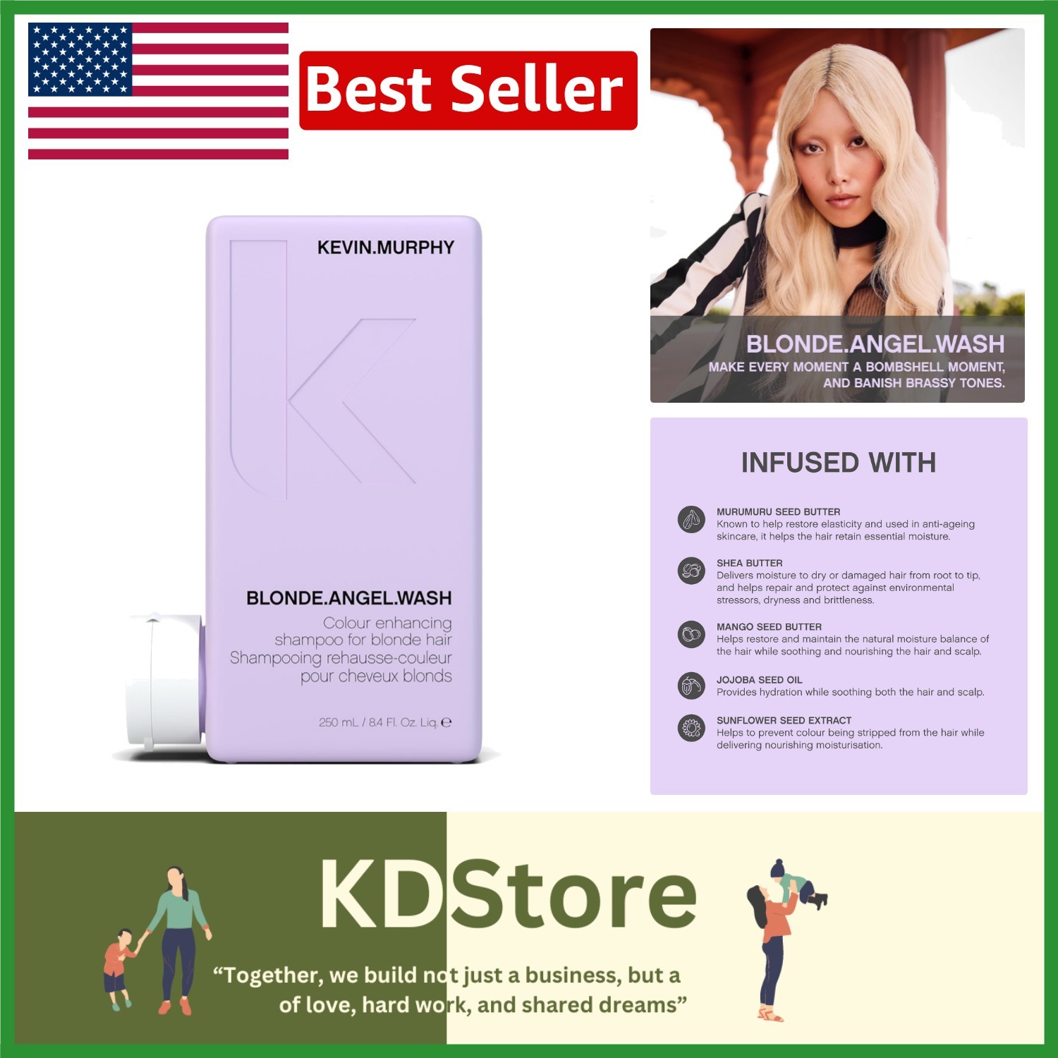 Kevin Murphy Blonde Angel Wash 250mL – Sulphate & Paraben Free Purple Shampoo