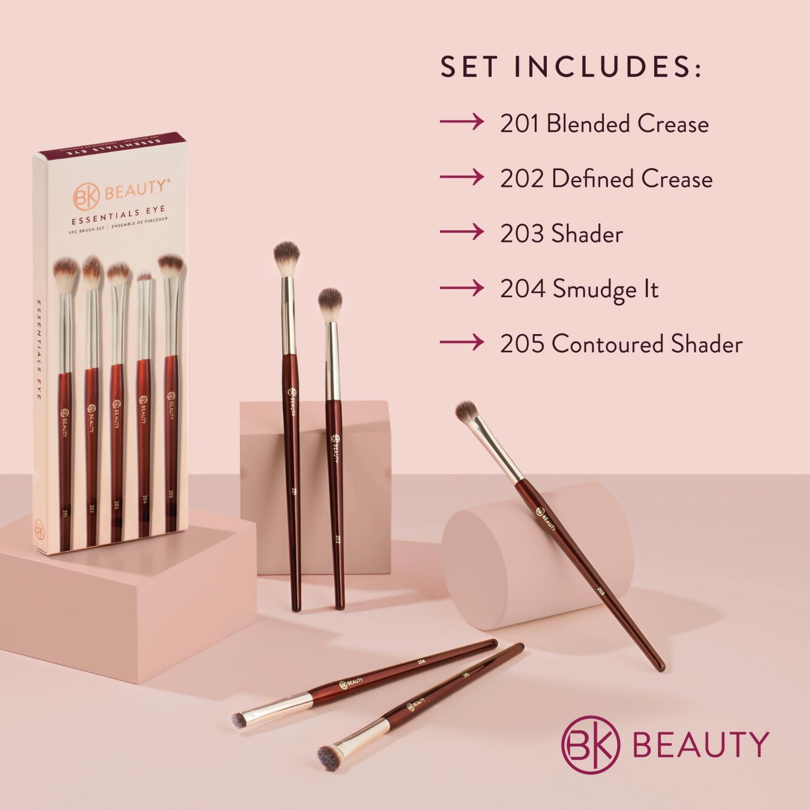5PC Professional Makeup Brush Set – Essentials for Blending, Smudging & Defining
