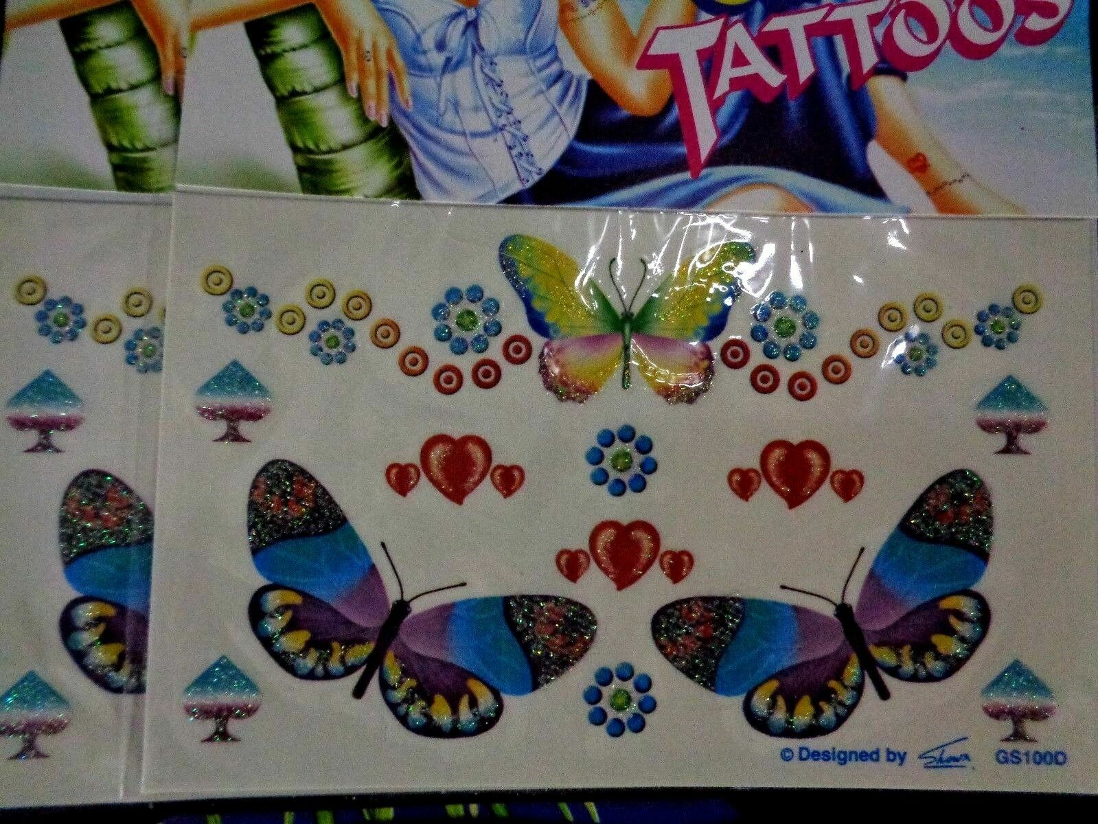 12 Sheets Lot Temporary Glitter Butterfly Tattoo Stickers Tatoo NEW USA Seller