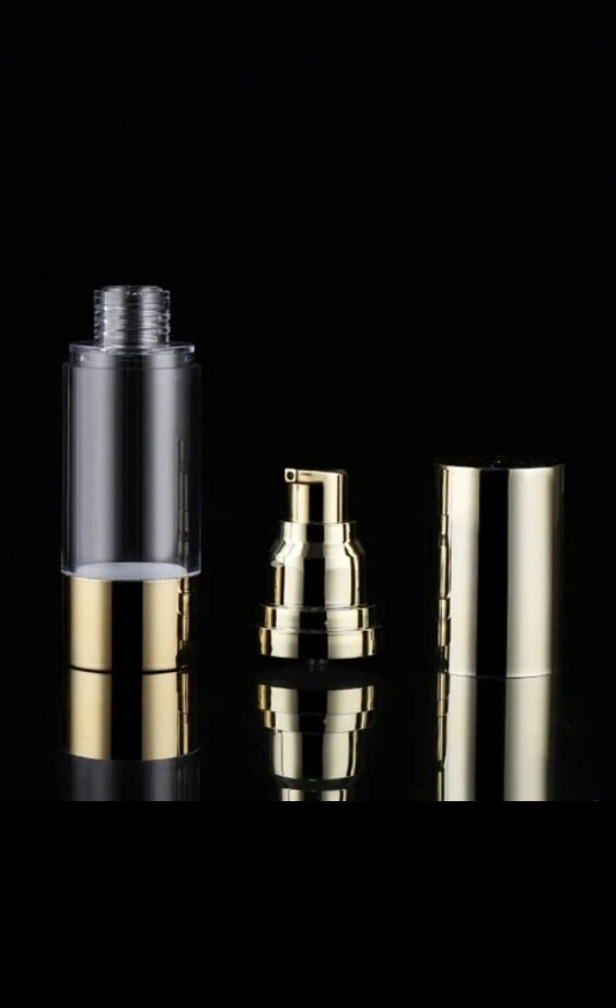 3-Pack Airless Pump Bottles- Gold – 3 Sizes – 0.5oz. 1oz. & 1.7oz. (15/30/50ml)