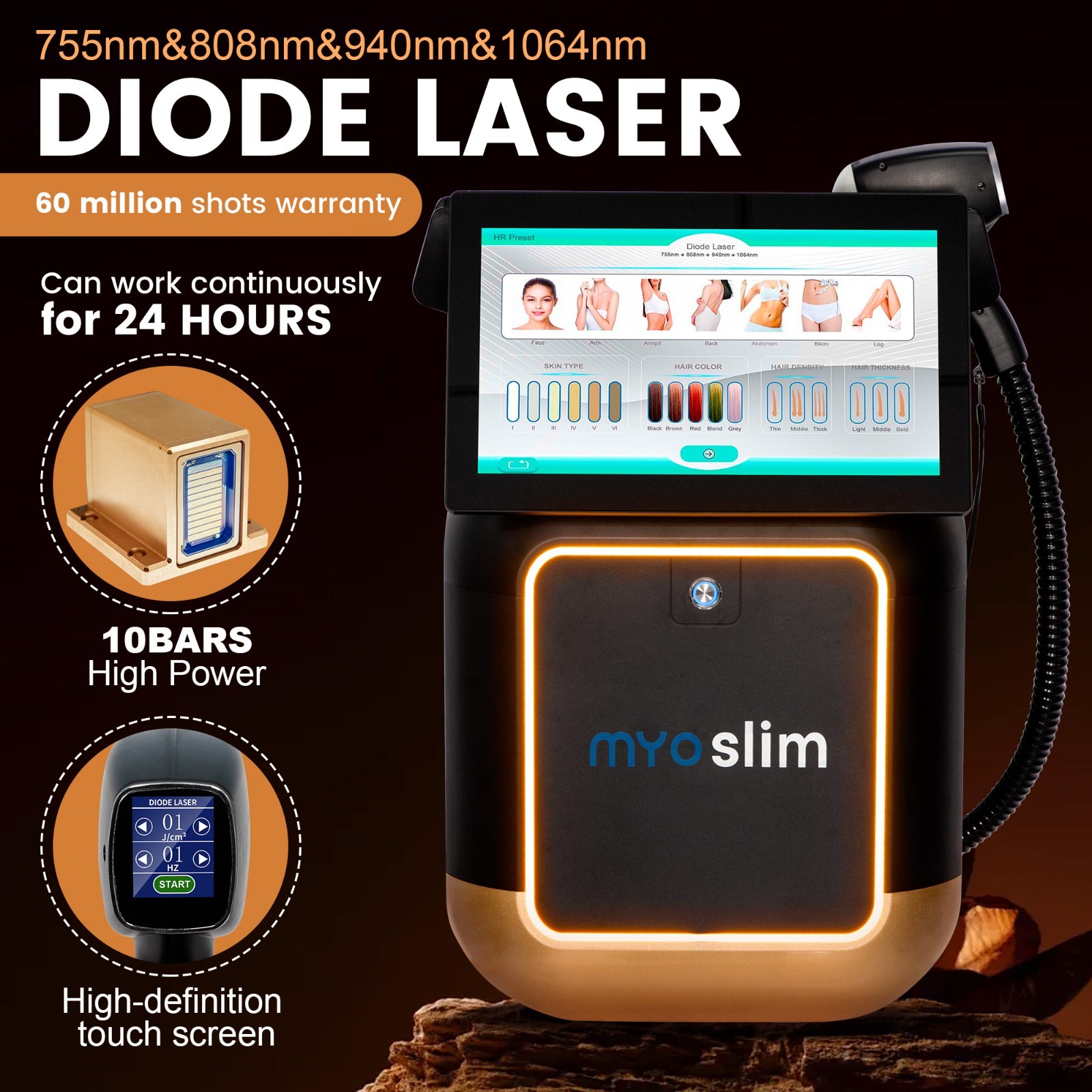 5000W Multi 808 Diode Laser Hair Removal Machine 755/808/940/1064 Home&Salon