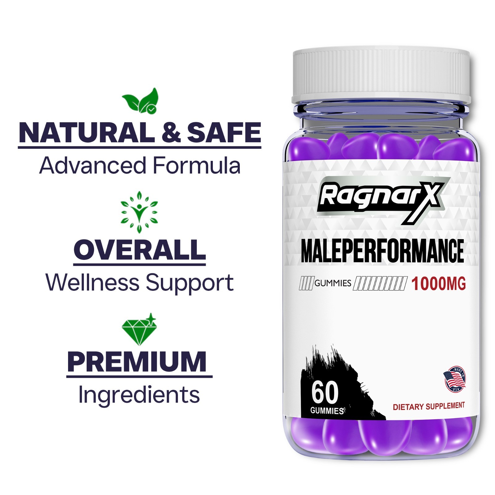 (3 Pack) RagnarX Male Gummies, Ragnar X Formula for Men, Advanced Energy Support