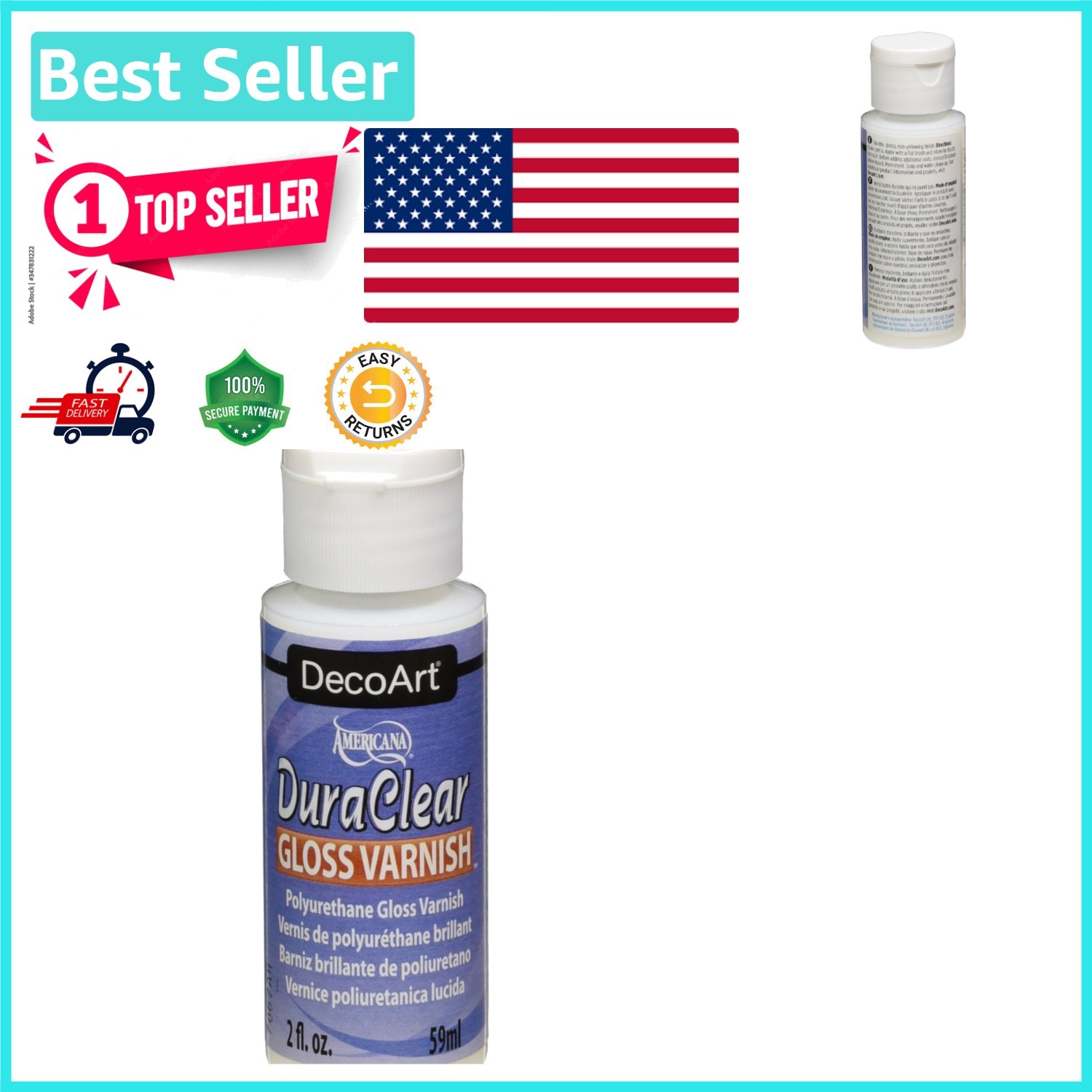 2-Ounce DuraClear Gloss Varnish – Non-Yellowing Polyurethane for All Materials