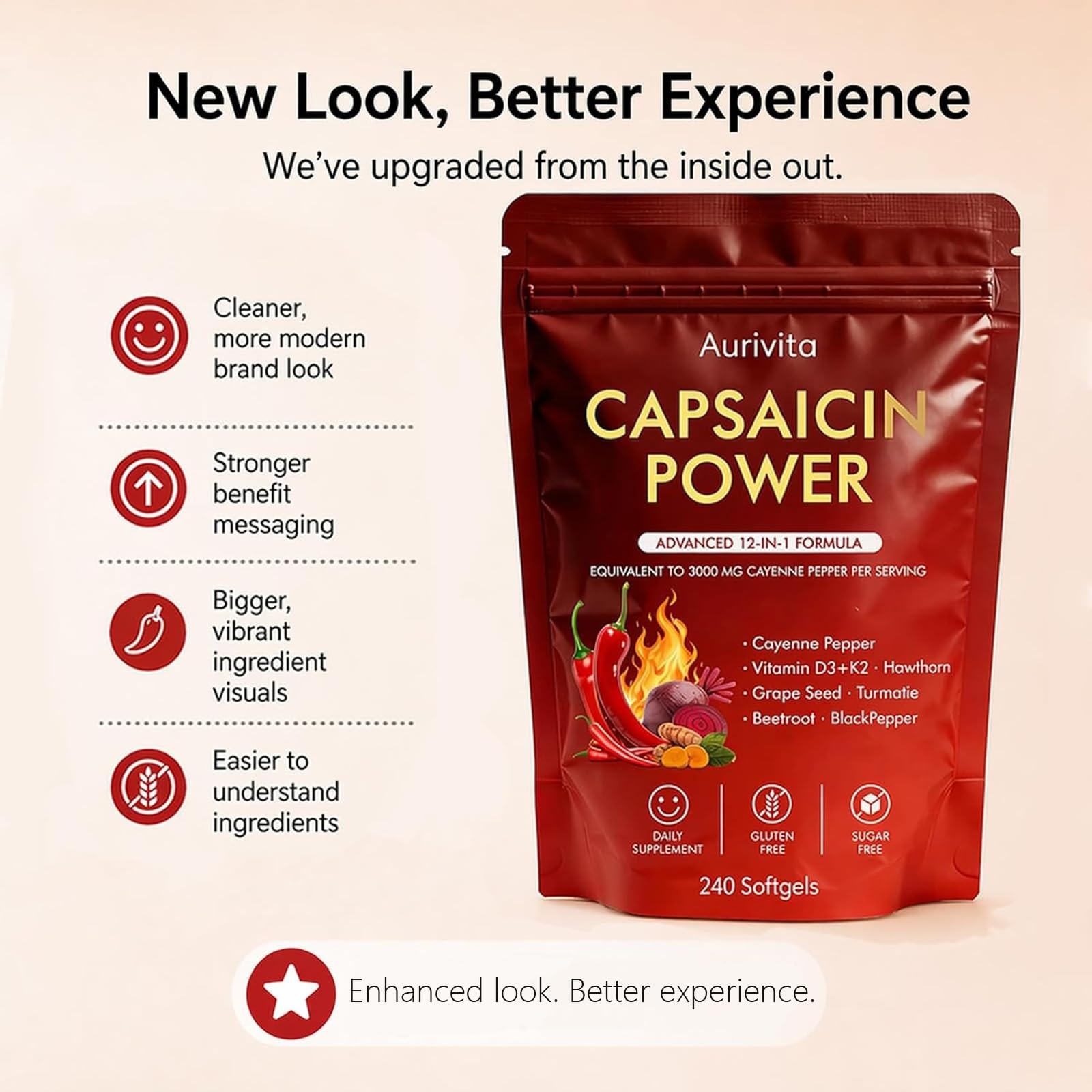Cayenne Pepper Capsules Capsaicin Power Digestive Health 240 Count Boranel D3K2