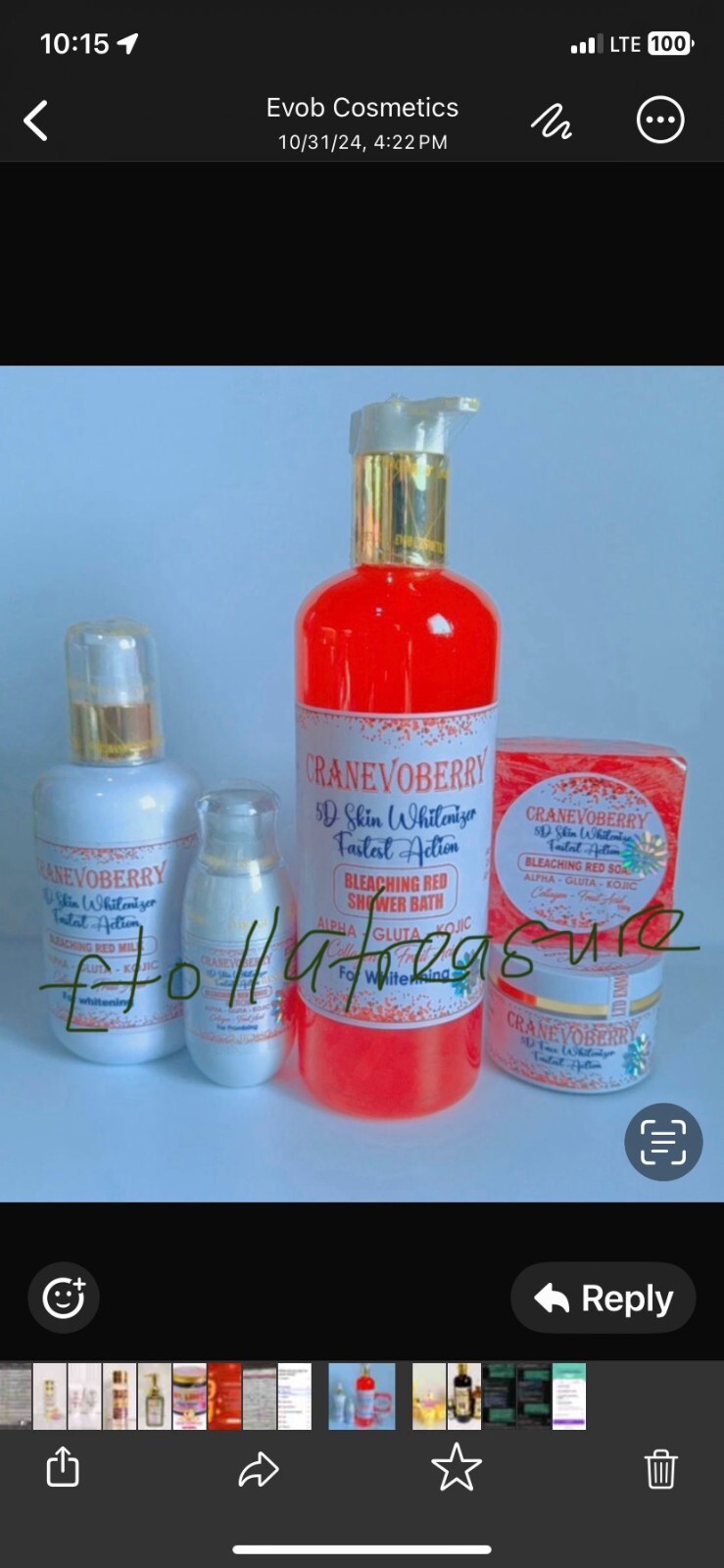 CranEvoberry 5D Luxury Set:Lotion, Serum, Shower Gel, Fruity Bar & Face Cream.