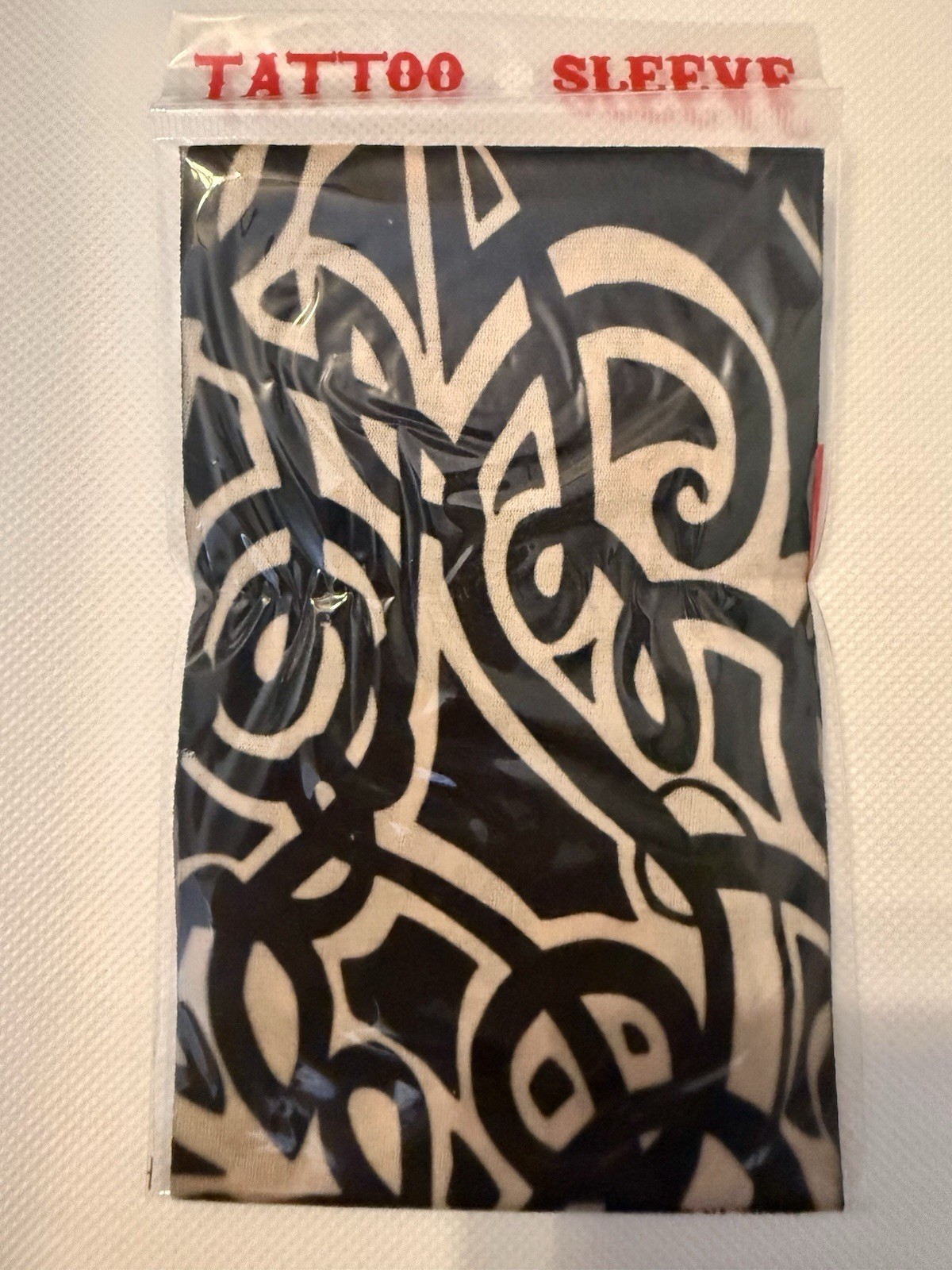 Black Tribal Geometric Temporary Press-On Tattoo Full Arm Sleeve, Large