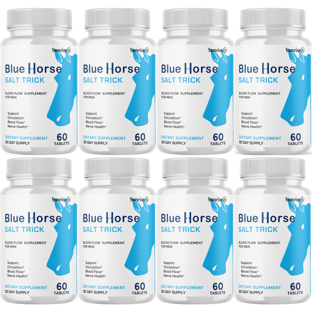 Blue Horse Male Performance Supplement, (8 Bottles) Healthy Blood Flow Genuine