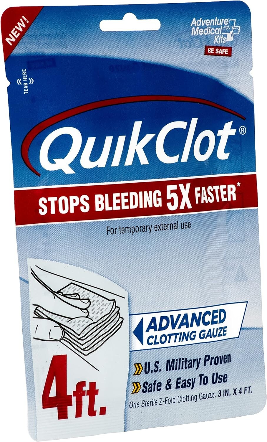 QuikClot Advanced Clotting Gauze – 3 x 48 in 3″ in x 4 ft Adventure Medical Kits