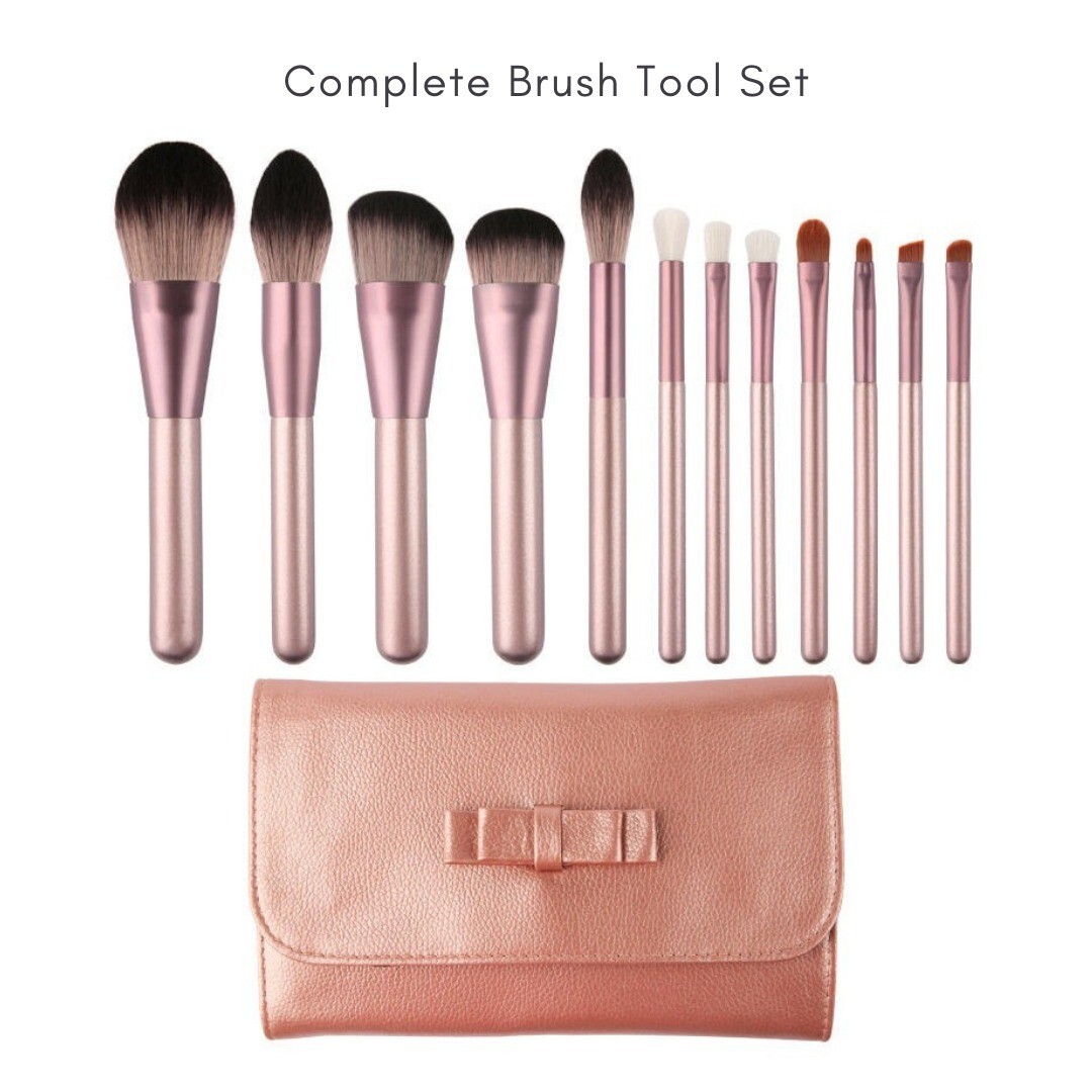 12 Piece Makeup Brush Set With Case & 4 pcs Acne Removal Needles Pack(Bulk3Sets)