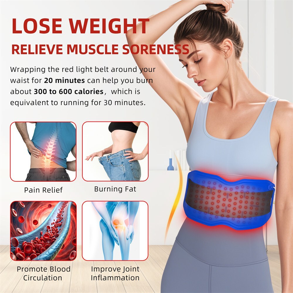 Dawfek 24W LED Red Light Therapy Belt Pad 660/850/940nm Body Wrap for Home Use