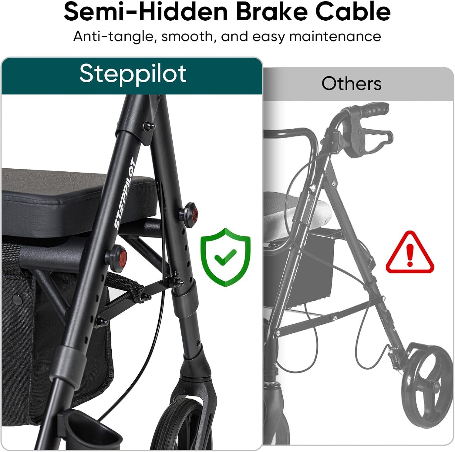 Foldable Rollator Walker with Seat for Seniors Adults Rolling Walker Max 500 lbs