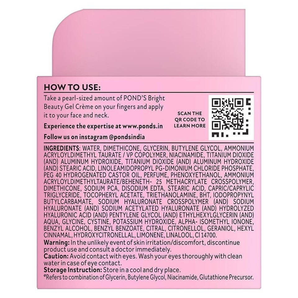 Glow & Lovely GlassBright Gel Creme Niacinamide, Hyaluronic Radiance 50g