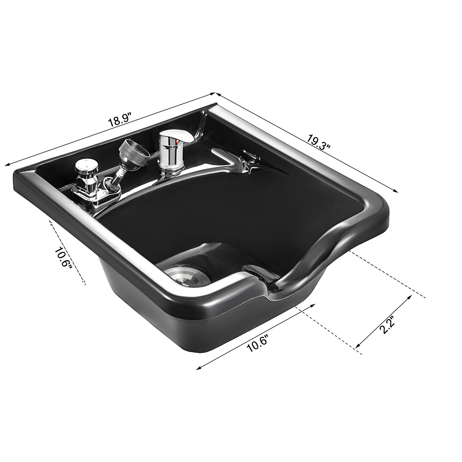 Black Square ABS Plastic Shampoo Bowl Salon Pool SPA Black Sink Hair Stylist