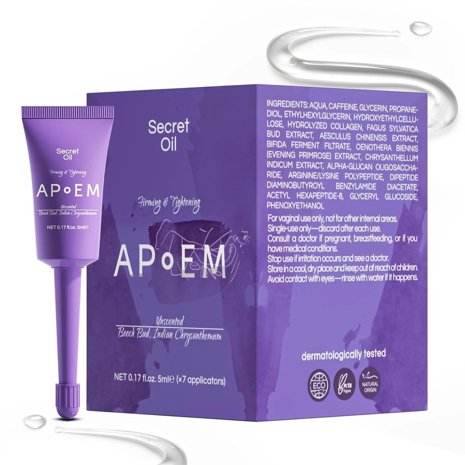 Apoem Feminine Firming Care Gel Botanical pH Balance Intimate Moisturizer 7 Pack