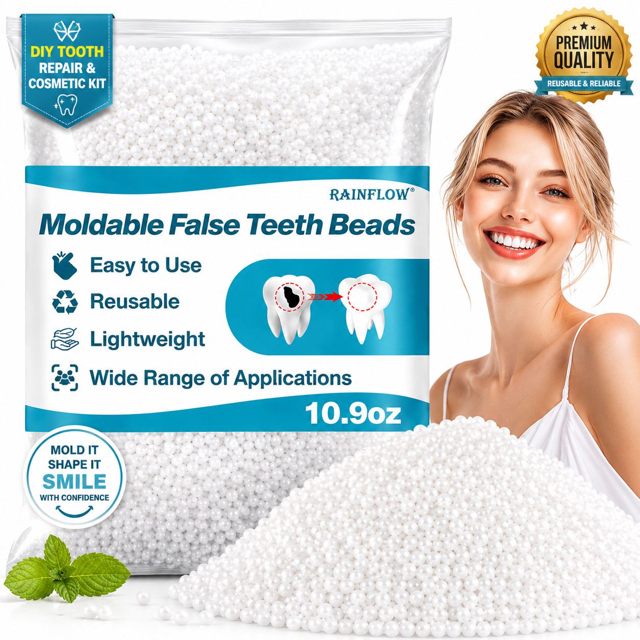 RAINFLOW Tooth Repair Kit Thermoplastic Teeth Beads DIY Tooth Filling 10.9oz