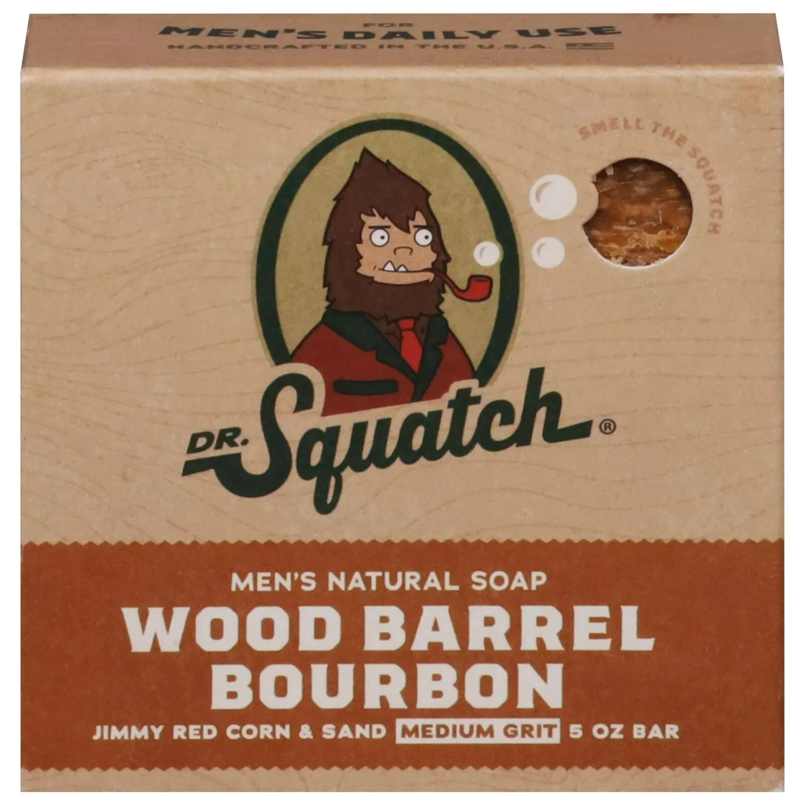 Dr. Squatch All Natural Bar Soap for Men, Wood Barrel Bourbon 5 Ounce Pack of 5