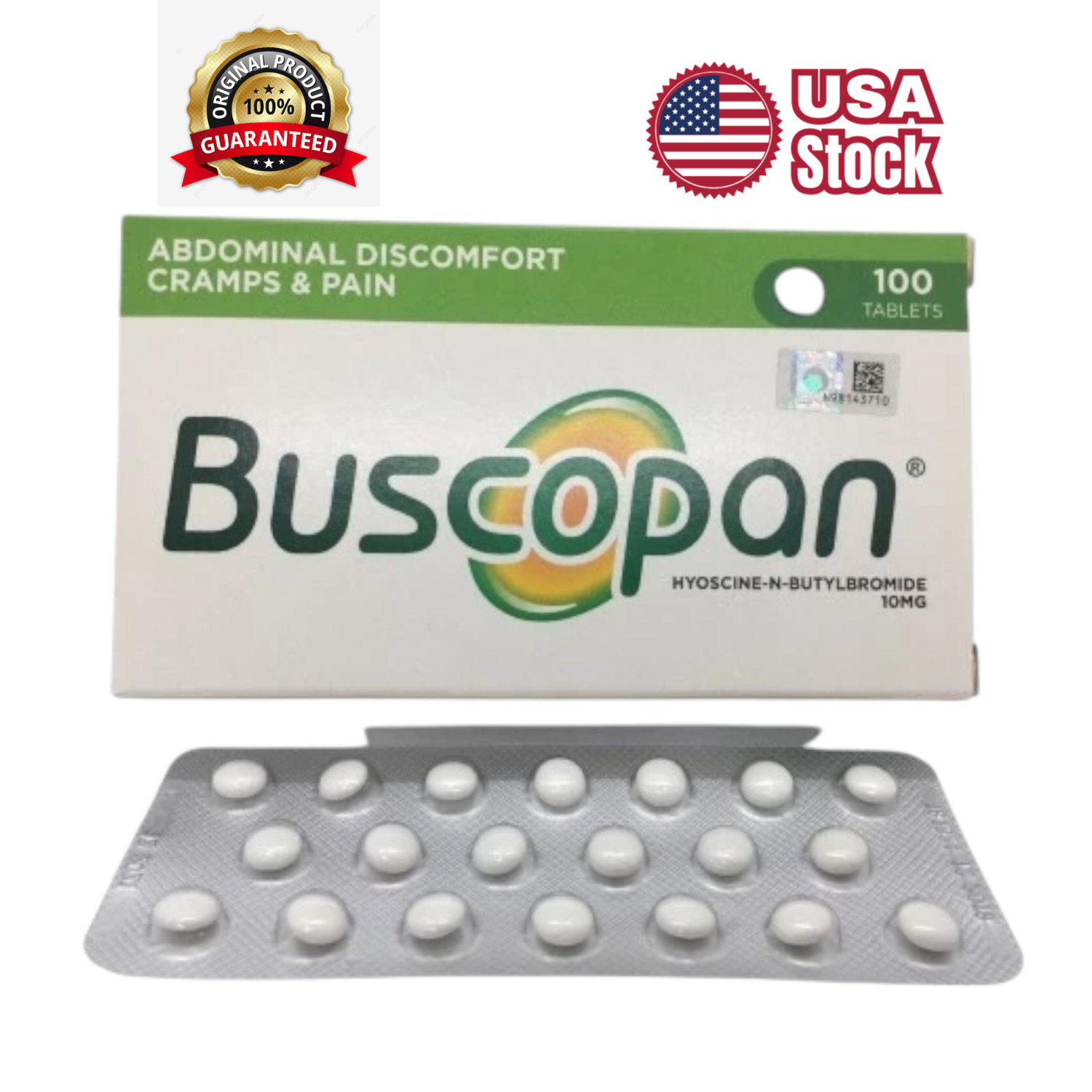 100 Tablets 10mg Irritable Stomach Discomfort Cramps Pain Relief [SHIP FROM USA]