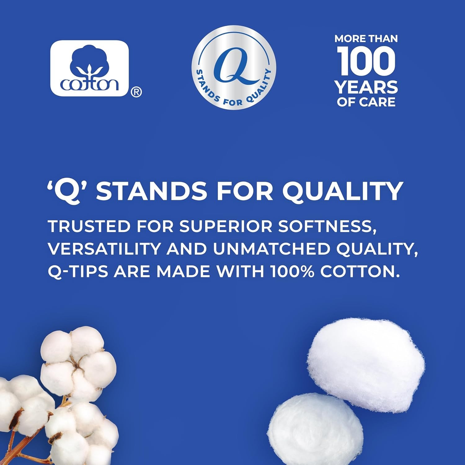 Q-Tips 100 Count Super Jumbo Cotton Balls, 100% Thick Cotton for Beauty