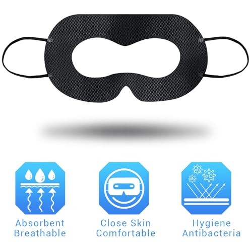 200 Pcs Disposable VR Face Mask Breathable Cover for VR Nonwoven Fabric Black