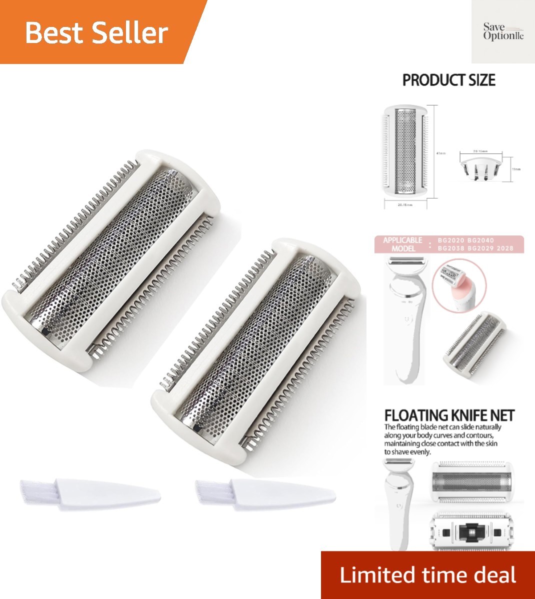 Hypoallergenic Stainless Steel Foil Heads – 2PCS for Bodygroom 7000 Series