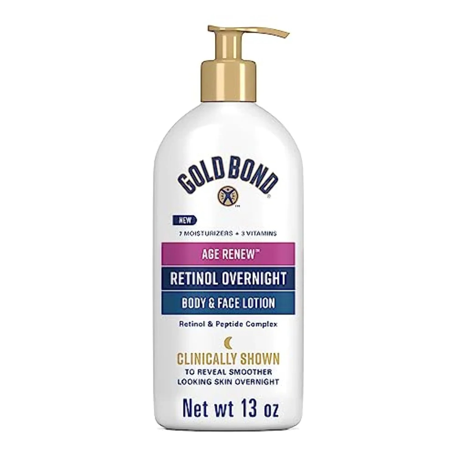 Gold Bond Age Renew Retinol Overnight Body & Face Lotion 13 Oz Anti Aging